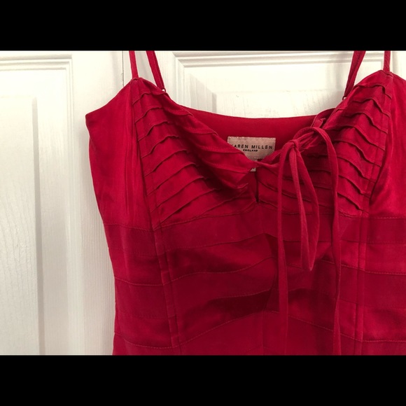 Red Silk corset tank top - Picture 6 of 8